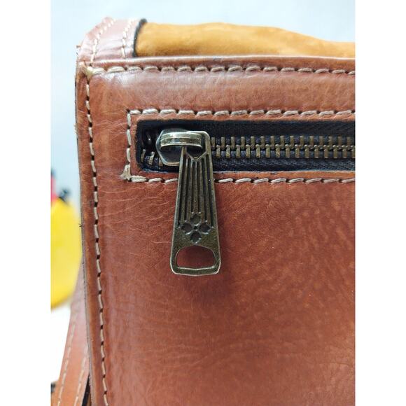 Patricia Nash Brown Suede Leather Pushlock Flap Closure Crossbody Bag - Picture 14 of 16